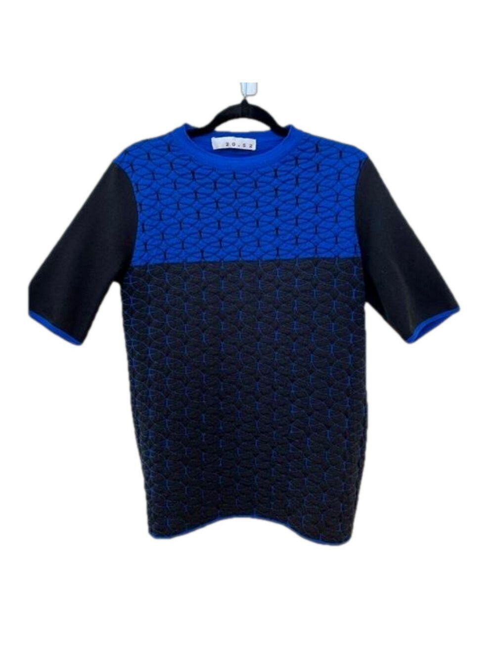 SWEATER 20.52 Short Sleeve Crew Neck Made Italy Minimalist Geometric Modern Chic